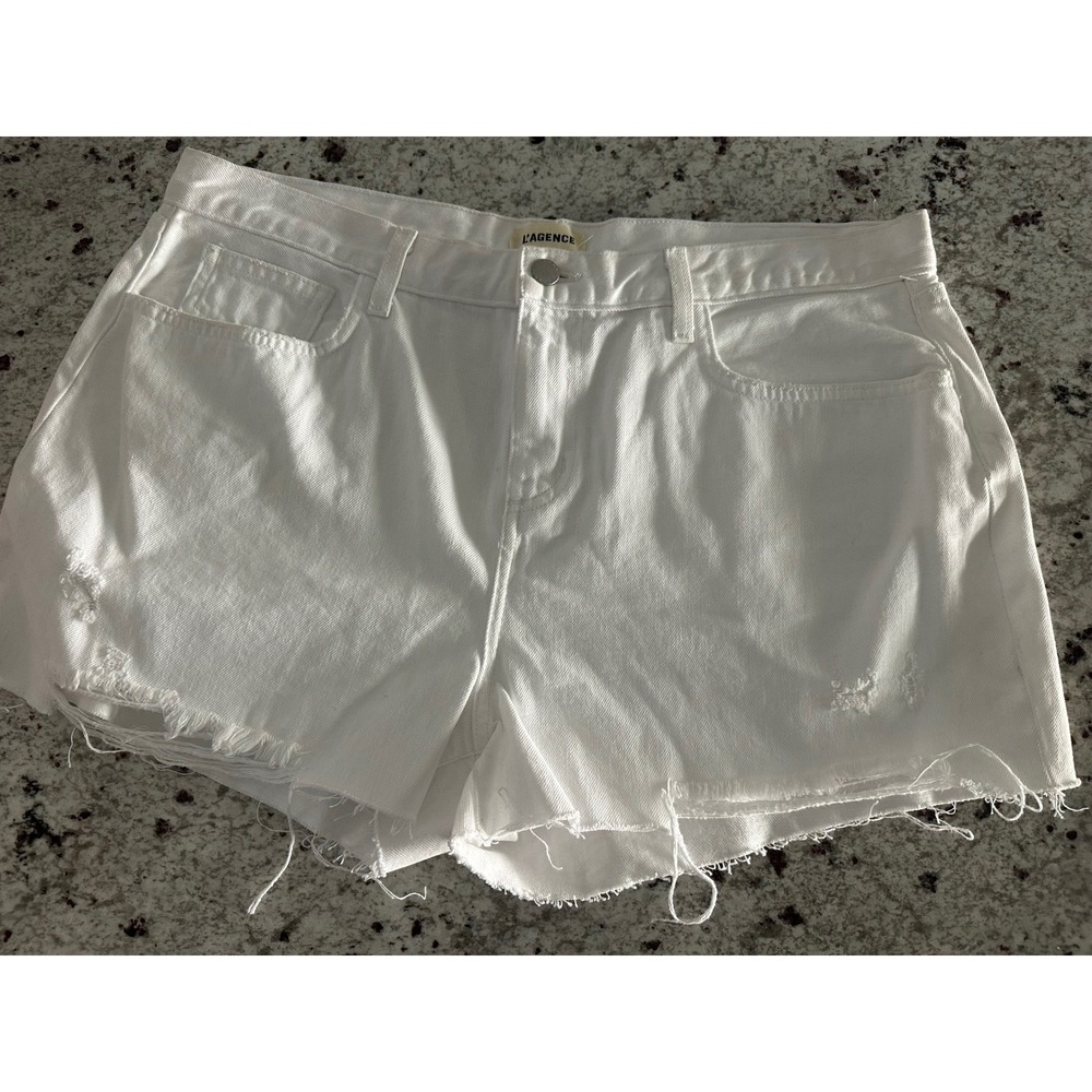 L'Agence denim white shorts Sz 33